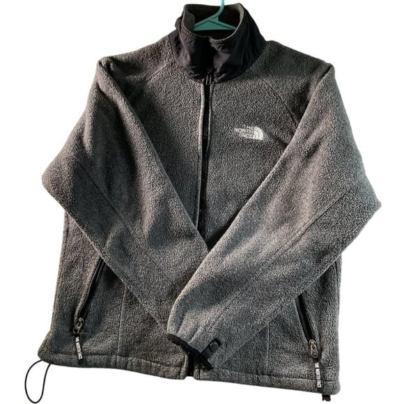 The North Face Fleece Jacket Mens Medium Gray Black Full Zip High Pile Sherpa - Picture 1 of 3